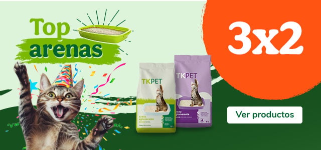 3x2 en arenas para gatos.