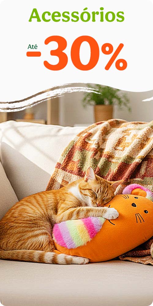 Até 30% de desconto em acessórios para gato.