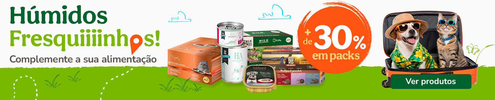 Mais de 30% de desconto em packs de alimento h&uacute;mido para o seu patudo.