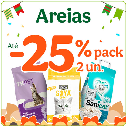 Até 25% de desconto em packs de 2 sacos de areia.