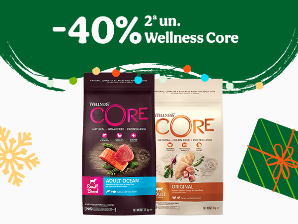 Aproveite já: -40% na 2ª un. em rações Wellness Core