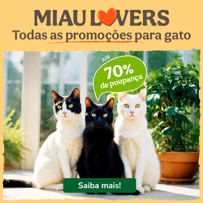 Promoção Miau Lovers: até 70% de desconto numa ampla seleção de produtos para gatos.