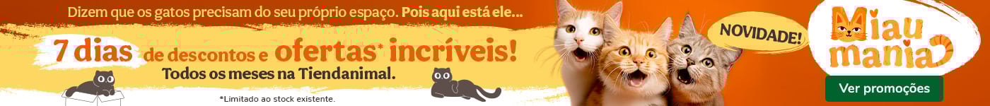 MIAUMANIA! Até 60% de desc. em alimentação, higiene e areias.