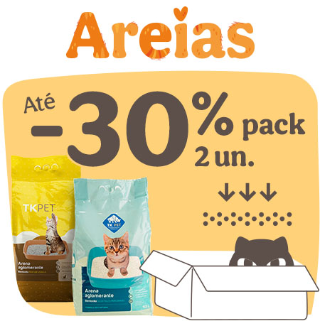 Até 30% de desconto em packs de 2 unidades de areia.