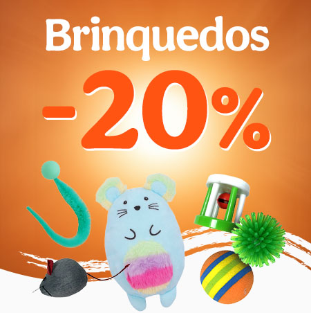 20% de desconto em brinquedos para gato.