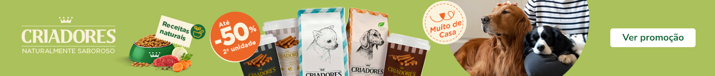 Criadores: Até 50% de desconto na 2.ª unidade em snacks e ração para cães.