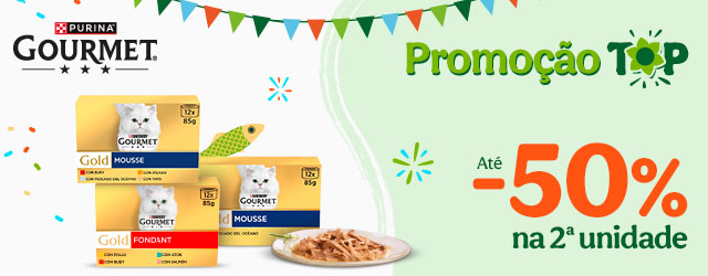 Gourmet: Até 50% de desconto na 2.ª unidade de alimentação húmida para gato.