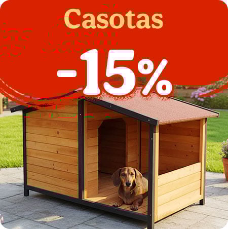 15% de desconto em casotas para o seu patudo.