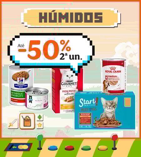 Até -50% na 2ª unidade de alimento húmido para cão e gato.