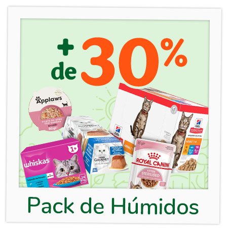 Mais de 30% de desconto em packs de comida húmida para gatos.