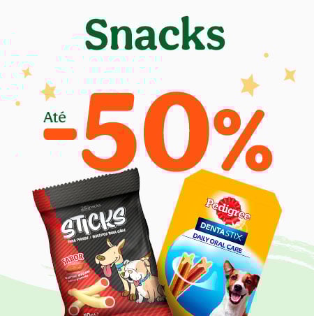 Até 50% de desconto em snacks para cão na Tiendanimal. Aproveite para recompensar o seu patudo com petiscos deliciosos a preços especiais!