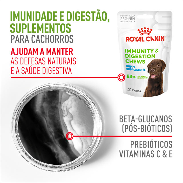 Imunidade e Digestão. Suplementos para cachorros. Ajuda a manter as defesas naturais e a saúde digestiva