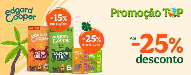 Promoções até 25% em snacks e 15% em ração Edgard & Cooper para cães na Tiendanimal