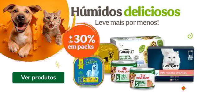 Mais de 30% de desconto em packs de húmidos.