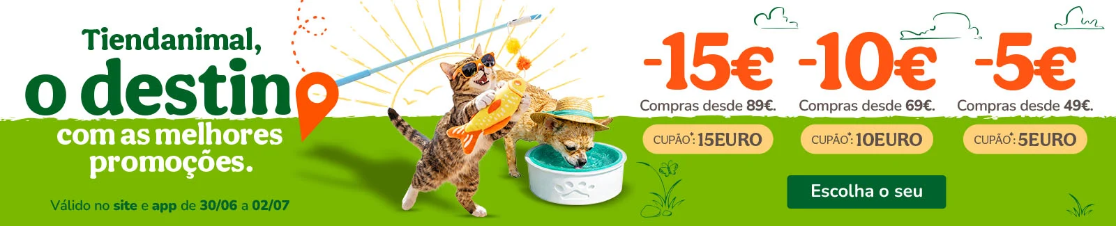 15&euro; de desconto em compras desde 89&euro; com o cup&atilde;o: EURO15 | 10&euro; de desconto em compras desde 69&euro; com o cup&atilde;o: EURO10 ou 5&euro; de desconto em compras desde 49&euro; com o cup&atilde;o: EURO5