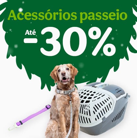 Acessórios de passeio/Viagem: Até 30% de desconto para cão.