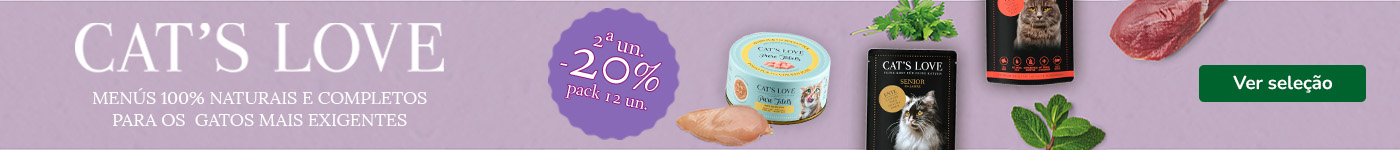 20% de desconto em packs de 12 unidades de comida húmida para gato da Cat's Love.