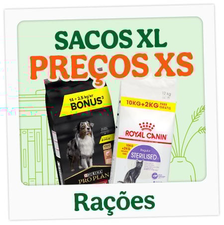 Formatos grandes de ração a preços pequenos.
