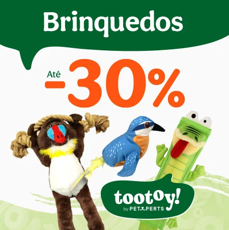 Até 30% de desconto em brinquedos para cão e gato.