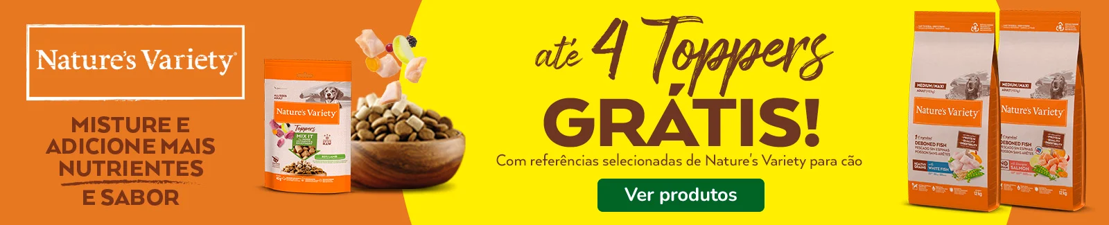 Nature’s Variety: Promoção de ração para cães com oferta especial.