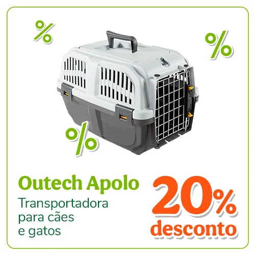 Até 20% de desconto em transportadoras para cão e gato.