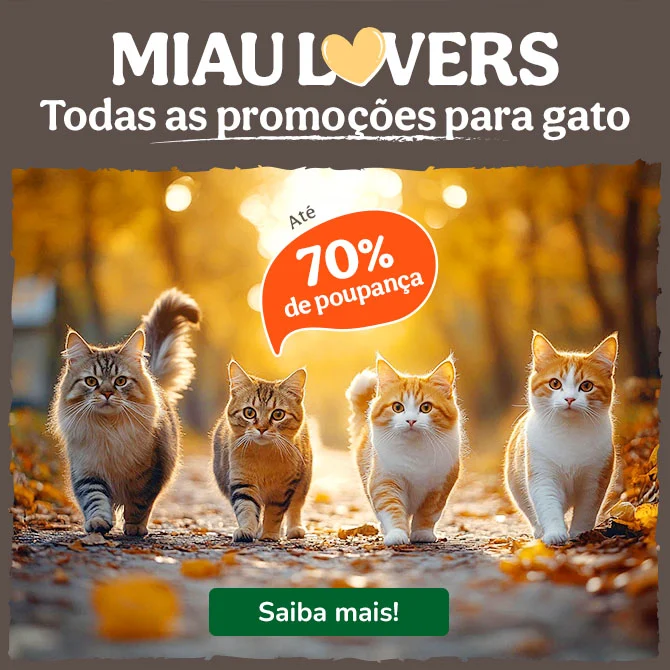 Promoção Miau Lovers: até 70% de desconto numa ampla seleção de produtos para gatos. Promoção Miau Lovers: até 70% de desconto numa ampla seleção de produtos para gatos.