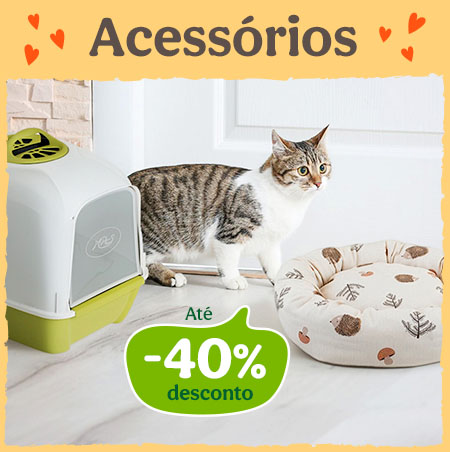 Até 40% de desconto em acessórios para gatos.