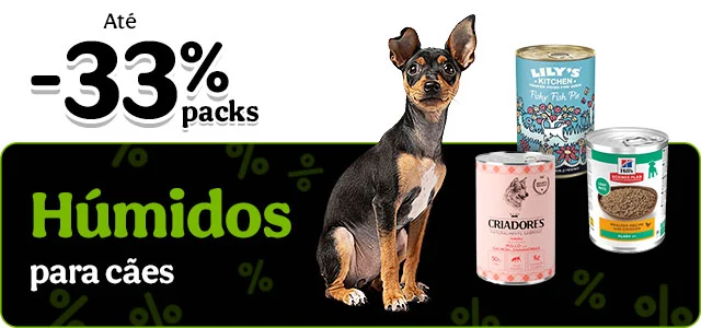 Até 33% de desconto em packs de alimento húmido.