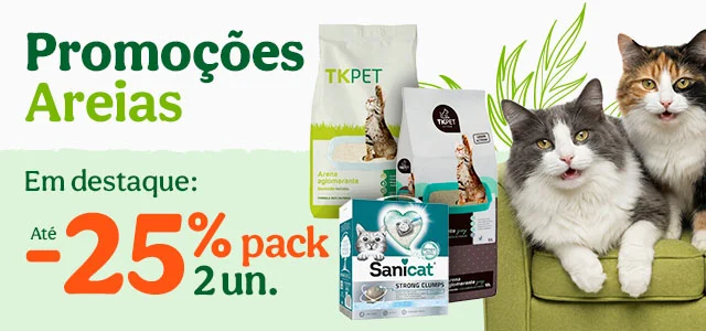 Até 25% de desconto em packs de 2 unidades de areia.