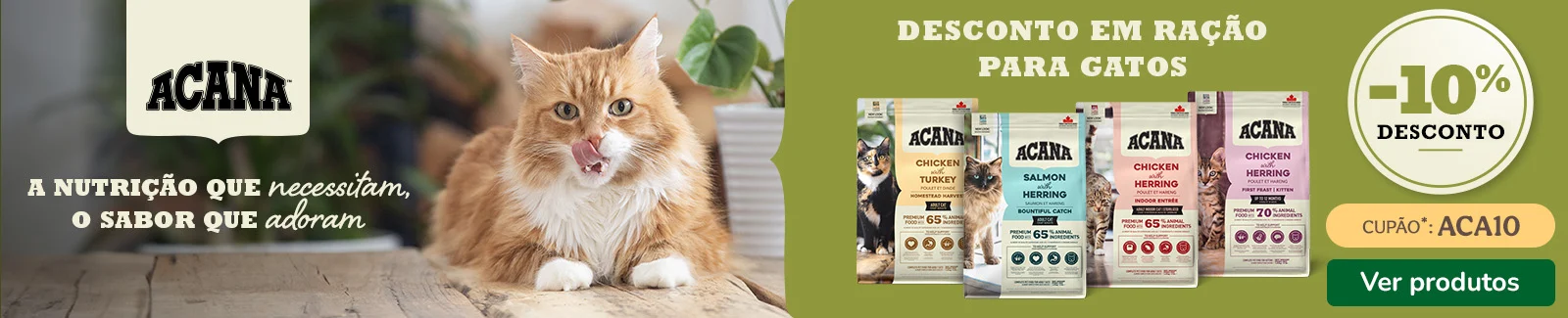 10% de desconto em ração Acana para gatos — alimentação natural e saudável na Tiendanimal