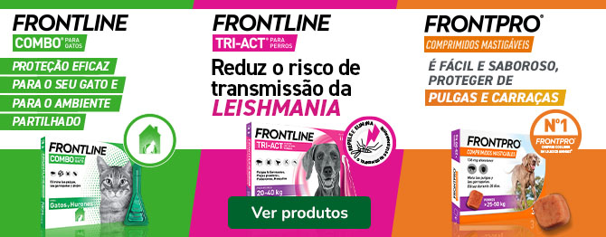 Antiparasitários Frontline e Frontpro para cães e gatos: proteção contra pulgas, carraças e outros parasitas externos.