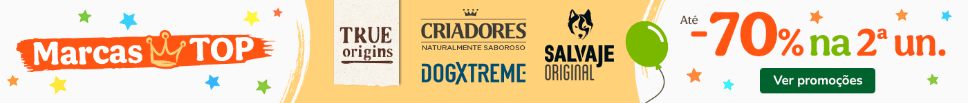 Até 70% de desconto na 2.ª unidade em ração das marcas exclusivas Criadores, True Origins Pure, True Origins Wild, Salvaje e Dogxtrem + promoção especial 30€ em Criadores.