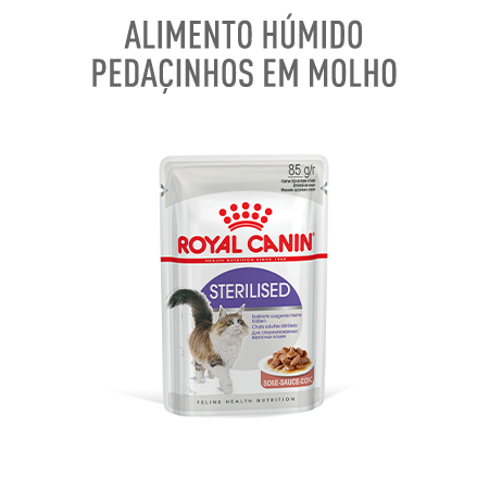 Royal Canin Feline Sterilised – alimento húmido em pedaços com molho. Saquetas para gatos esterilizados