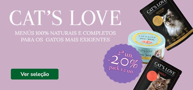 20% de desconto em packs de 12 unidades de comida húmida para gato da Cat's Love.