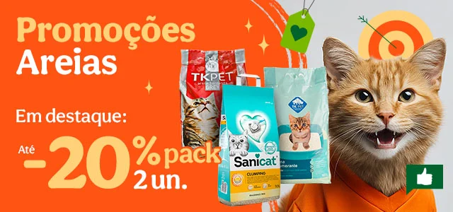 Até 20% de desconto em packs de 2 unidades de areia.