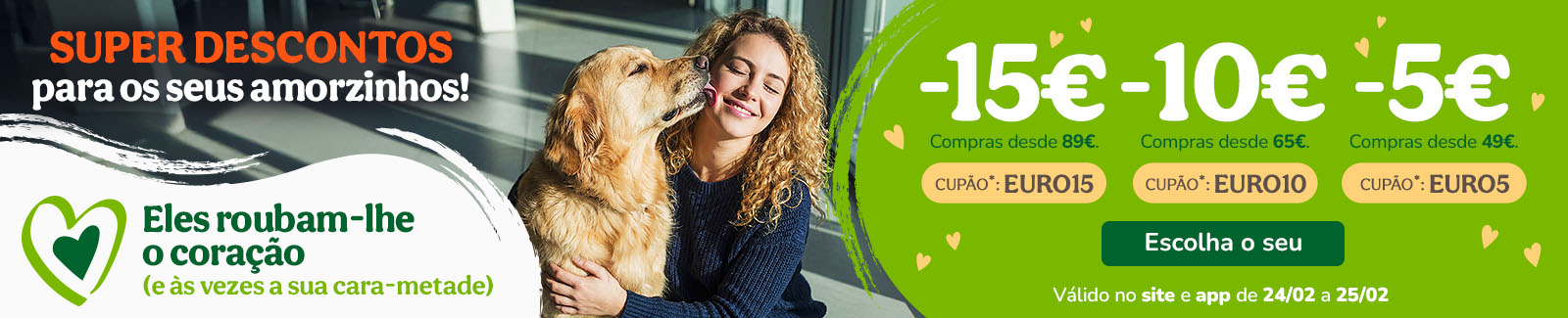 15&euro; de desconto em compras desde 89&euro; com o cup&atilde;o: EURO15 ou 10&euro; de desconto em compras desde 59&euro; com o cup&atilde;o: EURO10 ou 5&euro; de desconto em compras desde 49&euro; com o cup&atilde;o: EURO5