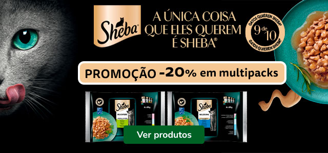 Sheba: 20% de desconto em packs de alimento húmido para gato.