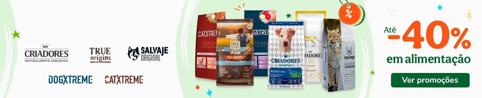 At&eacute; 40% de desconto em alimenta&ccedil;&atilde;o nas marcas exclusivas.