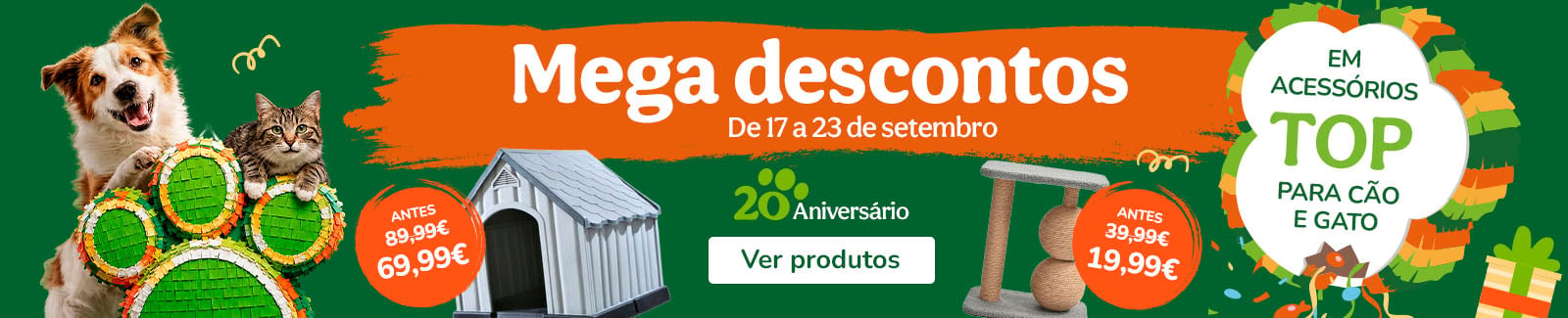 Mega descontos em acess&oacute;rios TOP para c&atilde;o e gato. Saiba mais.