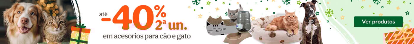 Acessórios: Até 40% de desconto na 2ª unidade para cão e gato.