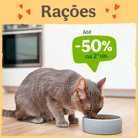 Até 50% de desconto na 2ª unidade de ração para gato.
