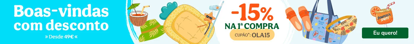 Boas vindas: -15% na 1ª compra desde 49€