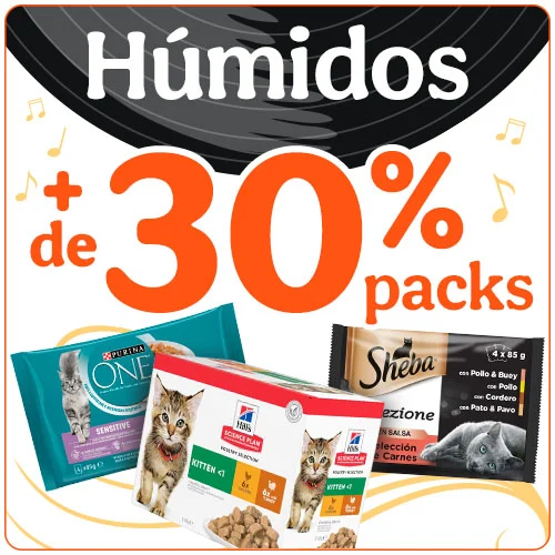Mais de 30% de desconto em alimento húmido para gato.