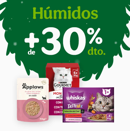 Mais de 30% de desconto em packs de comida húmida para gatos.
