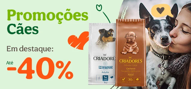 Criadores: Até 40% de desconto em ração e +30% de desconto em packs de alimento húmido para o seu patudo.