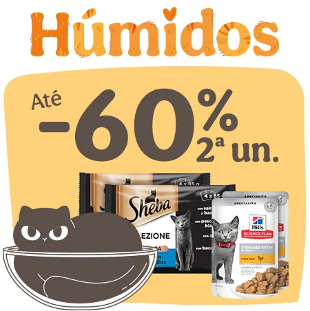 Miaumania: Até 60% de desconto na 2ª unidade de alimento húmido para gato.