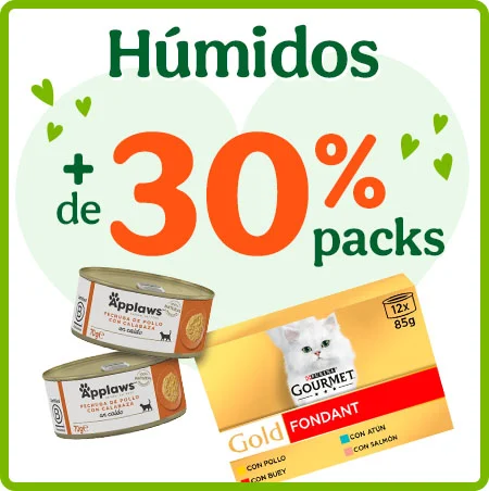 +30% de desconto em packs de alimento húmido para gato.