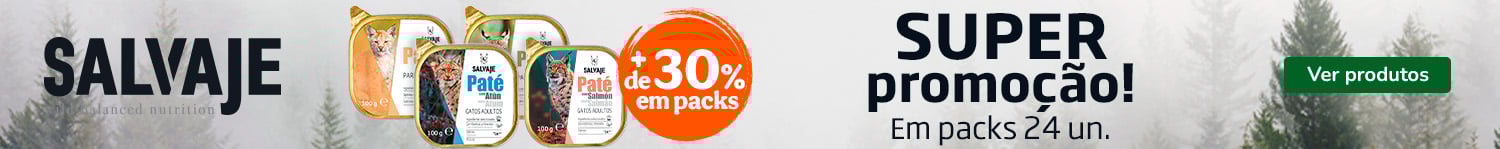 Salvaje Original: Mais de 30% de desconto em pack de 24 unidades de comida húmida para gatos.
