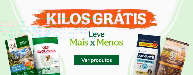 Promoção especial Kilos grátis, leve mais ração pelo mesmo preço.