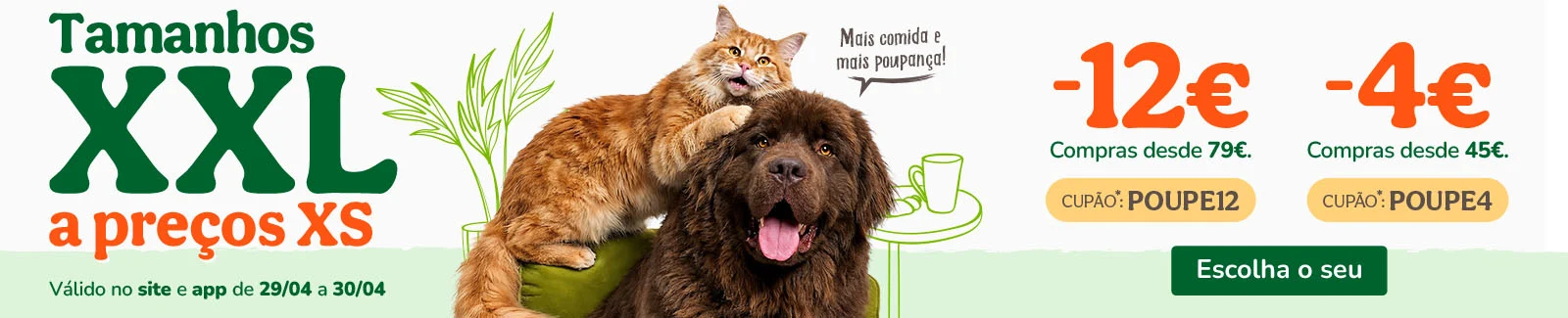 12&euro; de desconto na sua compra desde 79&euro; com o cup&atilde;o: POUPE12 ou 4&euro; de desconto na sua compra desde 45&euro; com o cup&atilde;o: POUPE4.